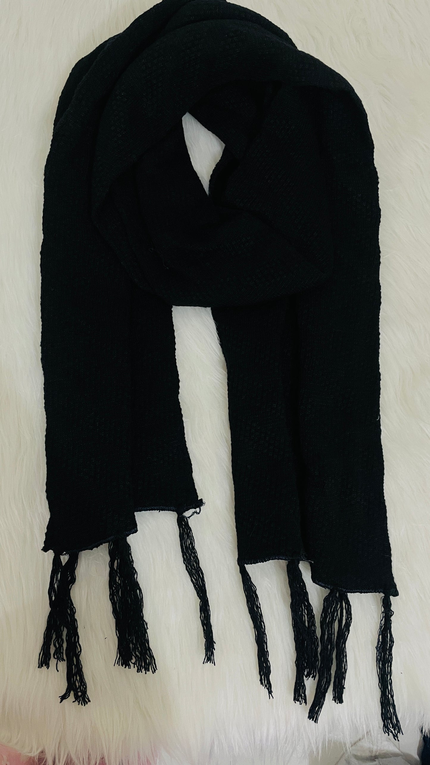 শীতের মাফলার সলিড কালো কালার