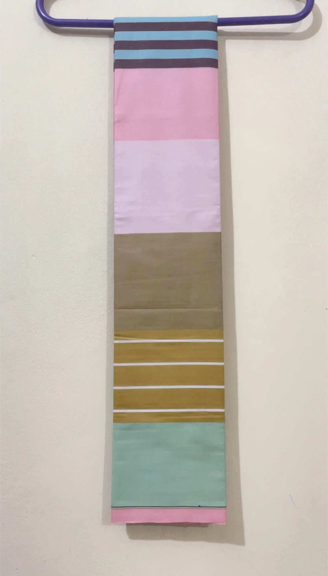 Multicolor premium cotton lungi featuring pink, sky blue, mustard yellow, and beige stripes – Royal Culture Bangladesh