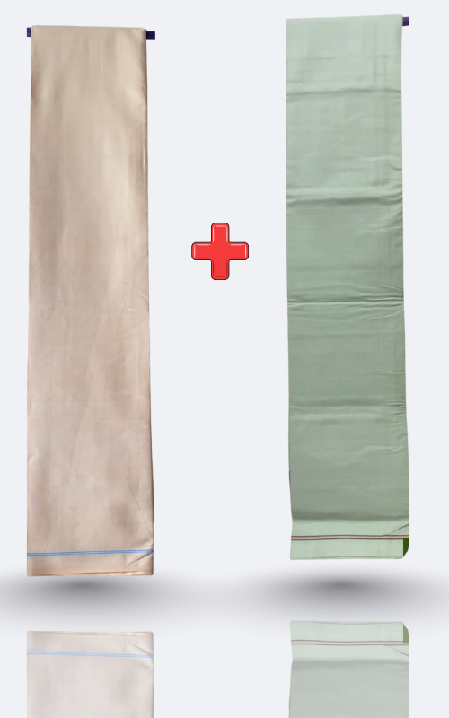 Royal Culture Mint & Cream Lungi Combo